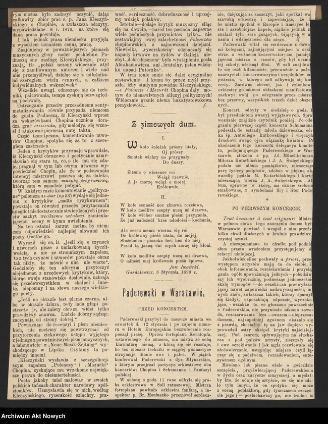 image.from.unit.number "Tournée en Pologne et Russie. Janvier-Mars 1899 (Wycinki prasowe i programy koncertów w Królestwie Polskim, Rosji oraz Galicji; wiersz J. A. Święcickiego)"