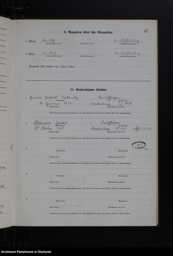 image.from.unit.number "Heirats-Haupt-Register Tom II, Nr 17 - 43"