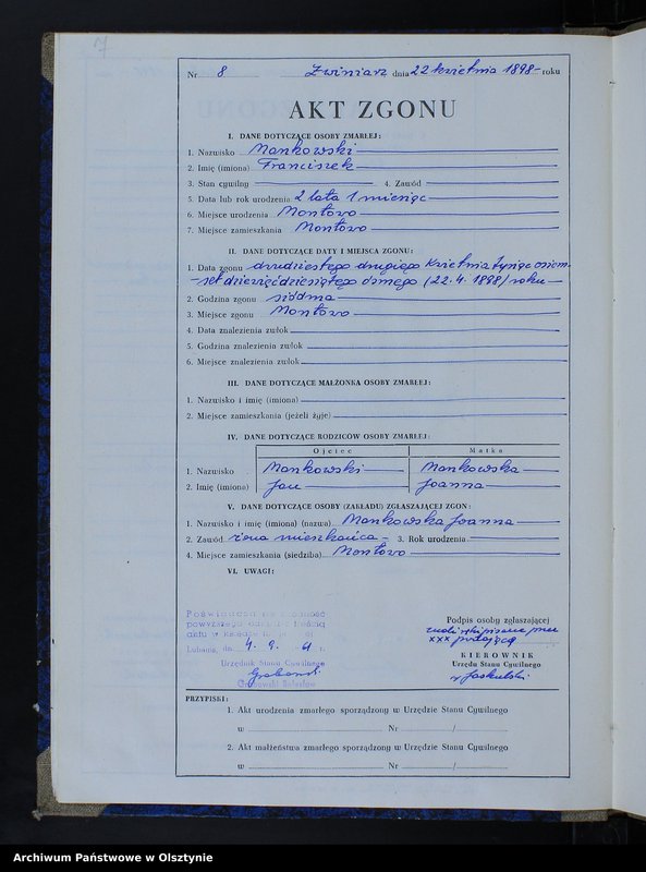 image.from.unit.number "Księga zgonów Nr 1 - 35 i 1 - 44 /przepisana w języku polskim z oryginału niemieckiego w dniach 4.09.-7.09.1961/"