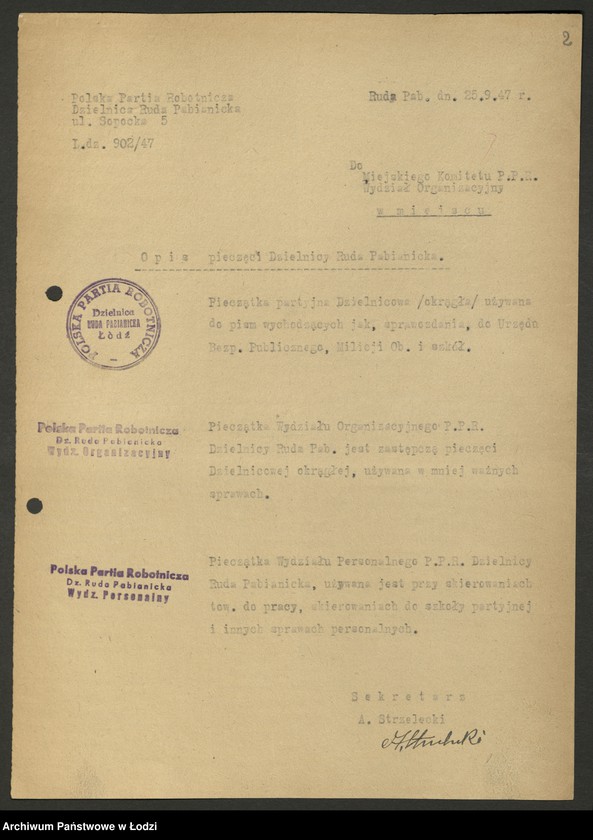 Obraz 3 z jednostki "Odbitki stempli i pieczęci partyjnych"