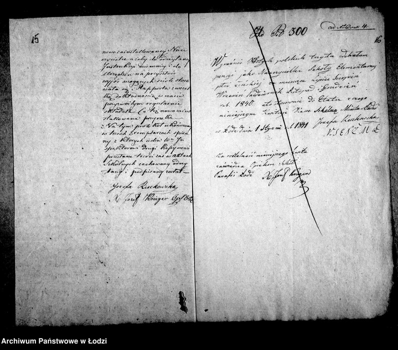 Obraz 16 z jednostki "Dowody do usprawiedliwienia rachunków kasy szkoły elementarnej katolickiej miasta Łodzi co co przychodów i rozchodów za lata 1840-1850"