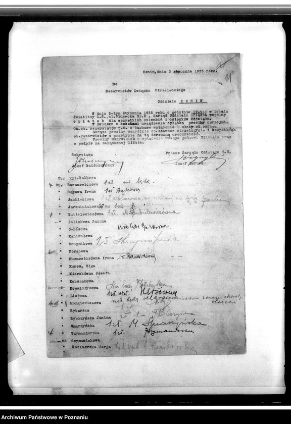 Obraz 15 z jednostki "Korespondencja Związku Strzeleckiego, sprawozdania, kwestionariusze ewidencyjne, rozkazy Komendy Powiatowej Związku Strzeleckiego w Koninie i podległych jej oddziałów"