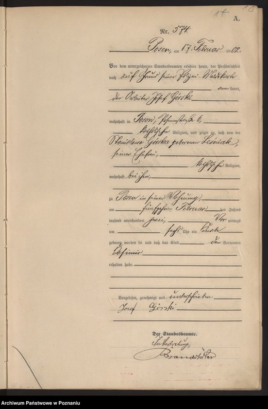 Obraz 20 z jednostki "Księga miejscowa urodzeń t. II"