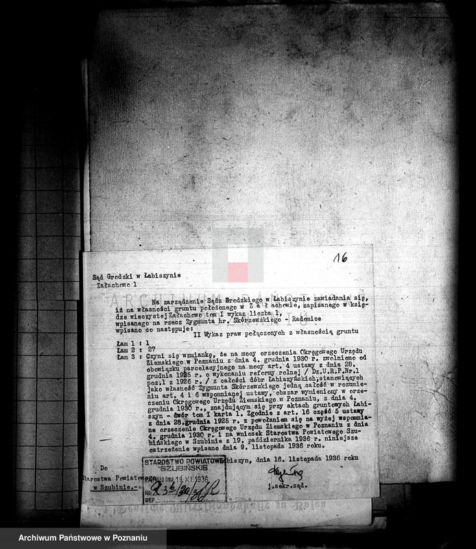 Obraz 19 z jednostki "Uregulowanie prawa własności rozparcelowanych gruntów z majątków Załachowo-Smęrzyn-Oporowo powiatu szubińskiego"