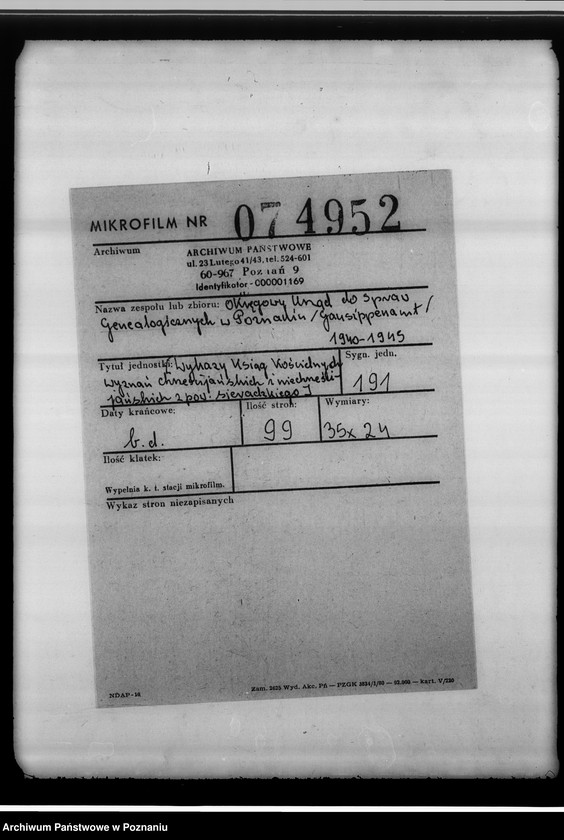 Obraz 2 z jednostki "[Wykazy ksiąg kościelnych wyznań chrześcijańskich i niechrześcijańskich z powiatu sieradzkiego]"