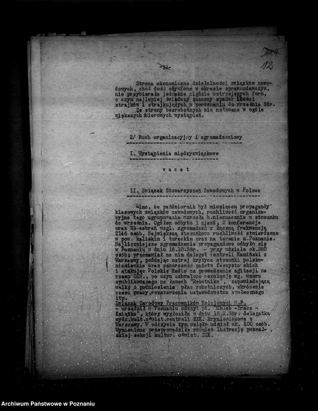 Obraz 16 z jednostki "Sprawozdania ze stanu bezpieczeństwa za miesiąc październik-listopad-grudzień 1938 r."