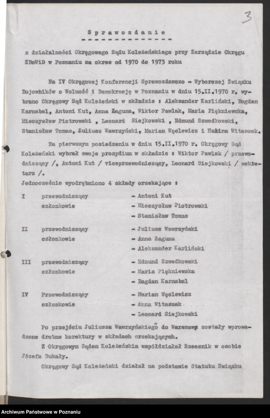 Obraz 13 z jednostki "Sprawozdanie z działalności Rzecznika Okręgowego Sądu Koleżeńskiego za okres od 1.l. - 30.Vl.1971 roku - 1973 roku"