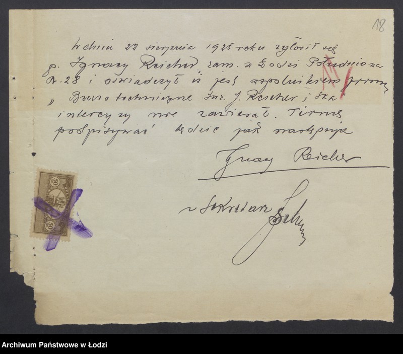 Obraz 20 z jednostki "Inż. Jakób Reicher i S-ka- Biuro Elektrotechniczne"