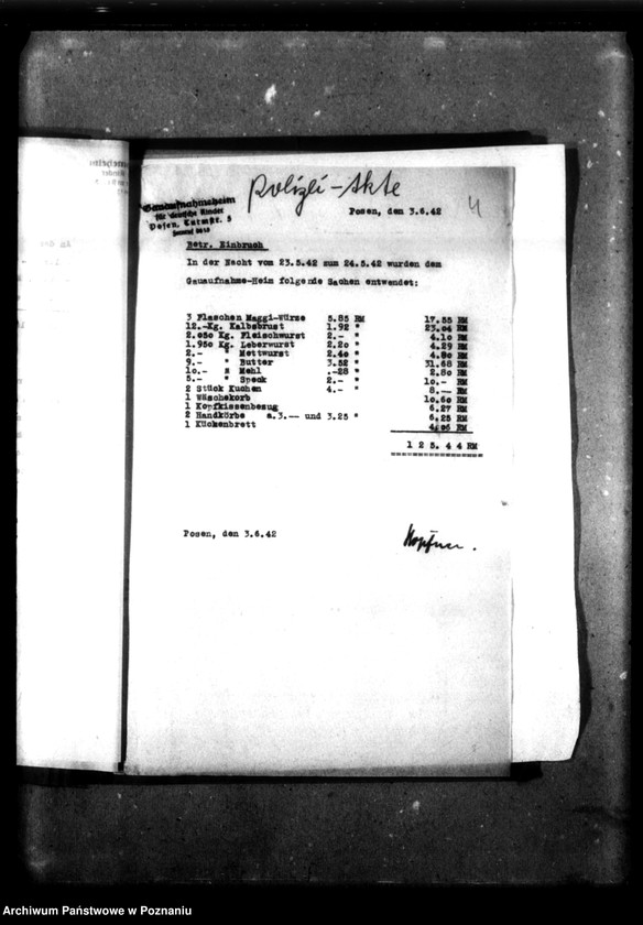 Obraz 8 z jednostki "Schriftwechsel mit der Polizei [Korespondencja z policją dotycząca włamania]."