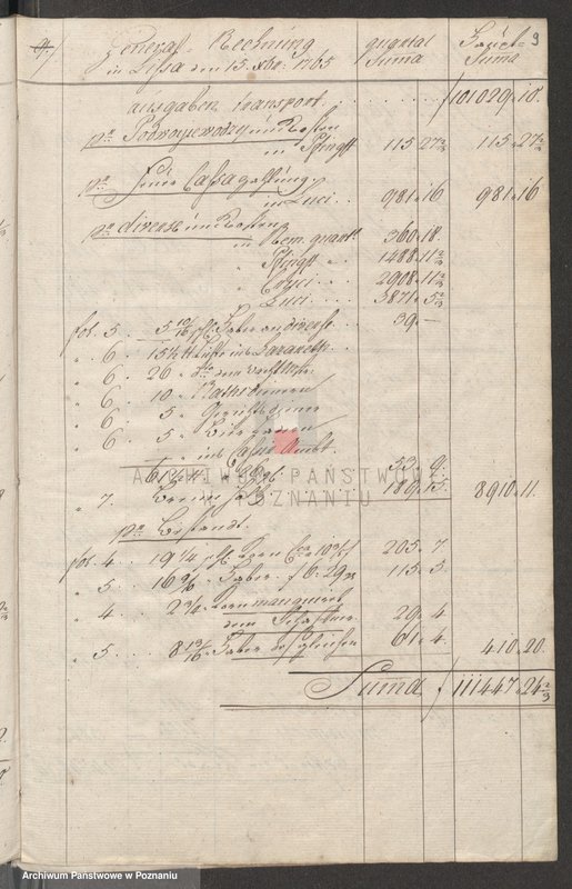 Obraz 11 z jednostki "Generalrechnung der Stadt Lissa; język niemiecki"