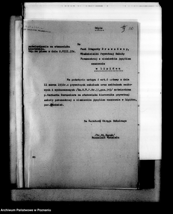 Obraz 14 z jednostki "Prywatna Szkoła Powszechna z niemieckim językiem nauczania w Lipińcu powiat Chodzież"