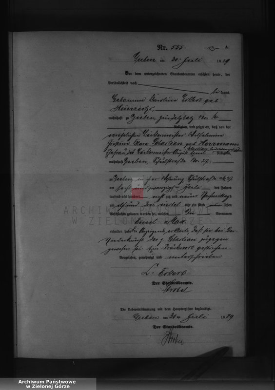 image.from.unit.number "Geburts-Neben-Register, Band II von No 543 bis No 998"