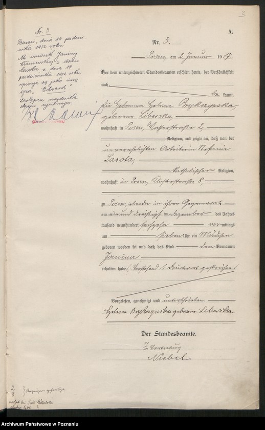 Obraz 5 z jednostki "Księga miejscowa urodzeń tom I [Rejestr główny urodzeń]"