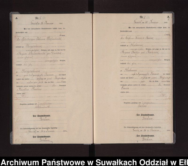 image.from.unit.number "Geburts-Neben-Register des Königlich Preussischen Standes-Amtes Gneist Kreis Loetzen"