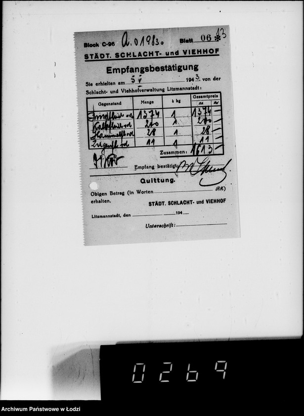 Obraz 18 z jednostki "Lebensmitteleinkauf. Aufträge, [Lieferscheinen und Rechnungen] 19781-19830 [Dostawa artykułów pierwszej potrzeby do Getta]"