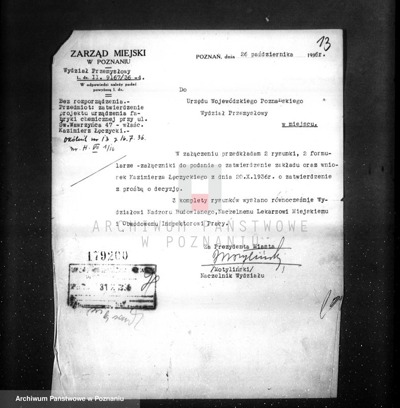 Obraz 17 z jednostki "/Fabryka materiałów drogeryjnych i malarskich K. Łączycki w Poznaniu- korespondencja w sprawie zatwierdzenia/"