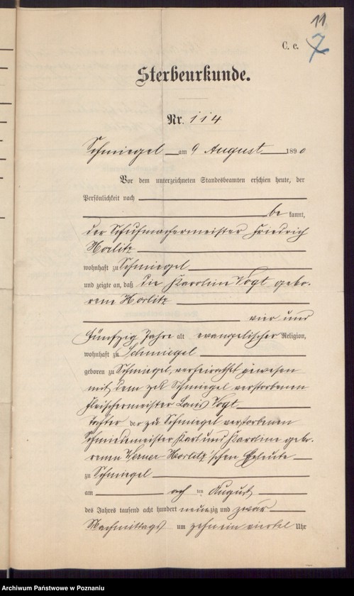 Obraz 13 z jednostki "Die von den Verlobten beigebrachten Urkunden zur Eheschliessung pro 1898"