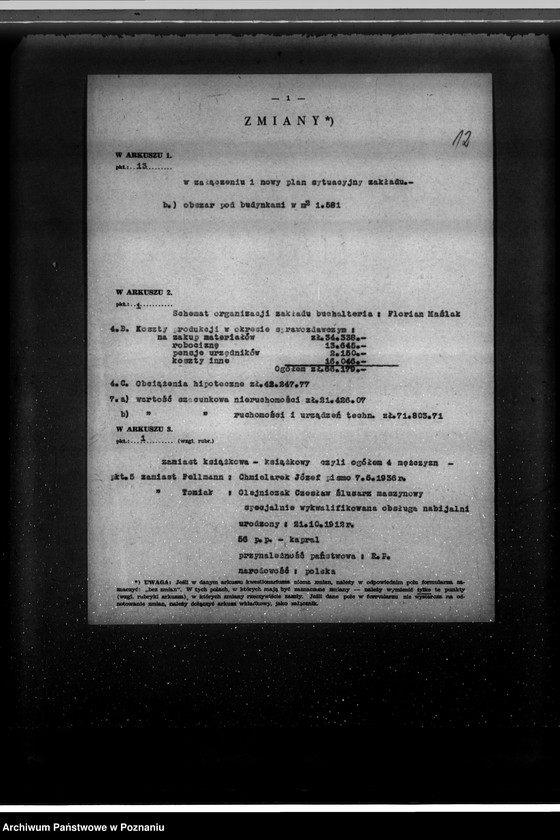 Obraz 16 z jednostki "Kwestionariusz "Sawja" Fabryka tlenu A. Jezierskiego w Czempiniu"