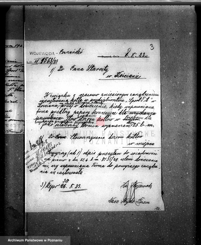 Obraz 7 z jednostki "Towarzystwo Akcyjne "Sport" w Kościanie Fabryka przyborów sportowych w Kościanie nr woj. kotła 1923"