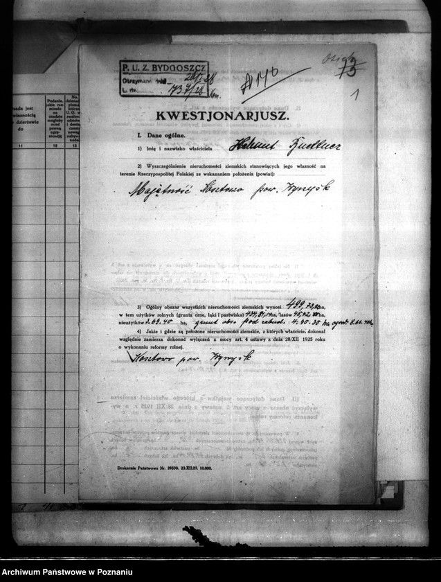 Obraz 5 z jednostki "Majątek Kosztowo powiatu wyrzyskiego wyłączenie z art. 4/5 ustawy o wykonaniu reformy rolnej Helmut Buettner"