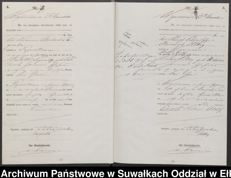 image.from.unit.number "Geburts-Haupt-Register des Königlich Preussischen Standes-Amtes Guszianka Kreis Sensburg"