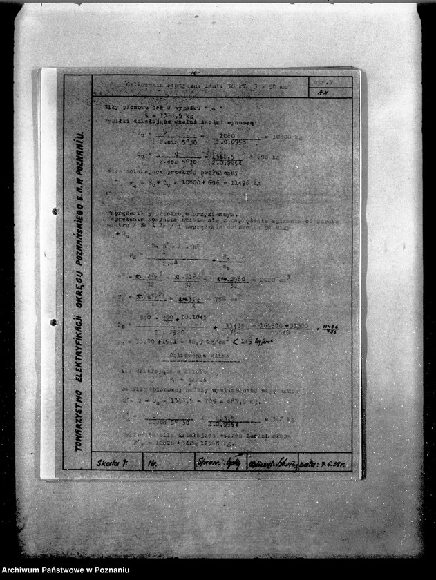 Obraz 20 z jednostki "/Opisy techniczne i rysunki projektu napowietrznych linii elektrycznych 30 km z Poznania do Gostynia przez Zaniemyśl Dolsk oraz z Poznania do Rogoźna przez Oborniki/"