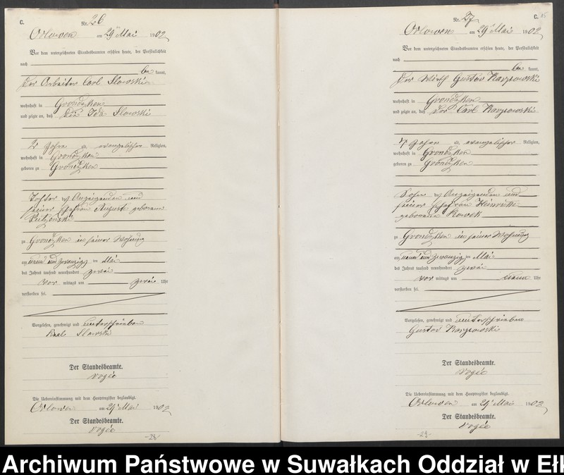 image.from.unit.number "Sterbe-Neben-Register des Preussischen Standes-Amtes Orlowen Kreis Lötzen"