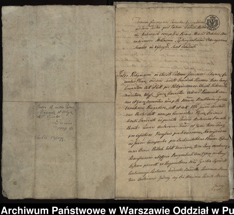 image.from.unit.number "Ekstrakty z ks. gr.i ziem. wyszogrodzkich, gr. płockich, kwit, kopie pozwów i dekretów, sumariusz dokumentów przedstawianych jako materiał dowodowy, dotyczące procesu z lat 1779-1784 między konwentem a łowczym bydgoskim Maciejem Tyszką o sporny grunt zwany Sierakowszczyzna i ustalenie granic między dobrami klasztoru Łętowo i dobrami Tyszki Podleck"