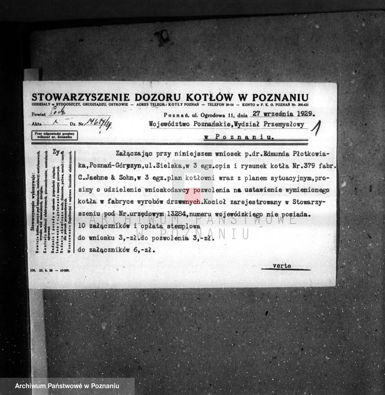 image.from.unit.number "Fabryka listew E. Płotkowiaka w Poznaniu nr woj. 6368"