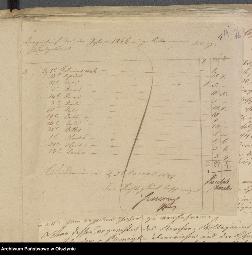 image.from.unit.number "Beläge zur Rechnung der Kirchen Kasse zu Widminnen"