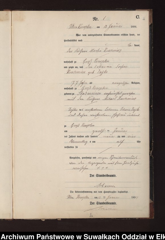 image.from.unit.number "Sterbe-Neben-Register des Preussischen Standes-Amtes Gross Konopken Kreis Loetzen"