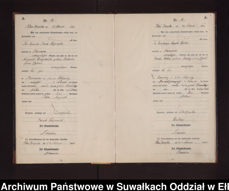 image.from.unit.number "Geburts-Neben-Register des Preussischen Standes-Amtes Gr. Konopken Kreis Loetzen"