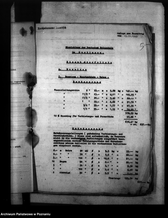 Obraz 9 z jednostki "Umbau und Einrichtung der Heimoberschulen in Gostingen, Łagiewniki, Schrimm, Schroda"