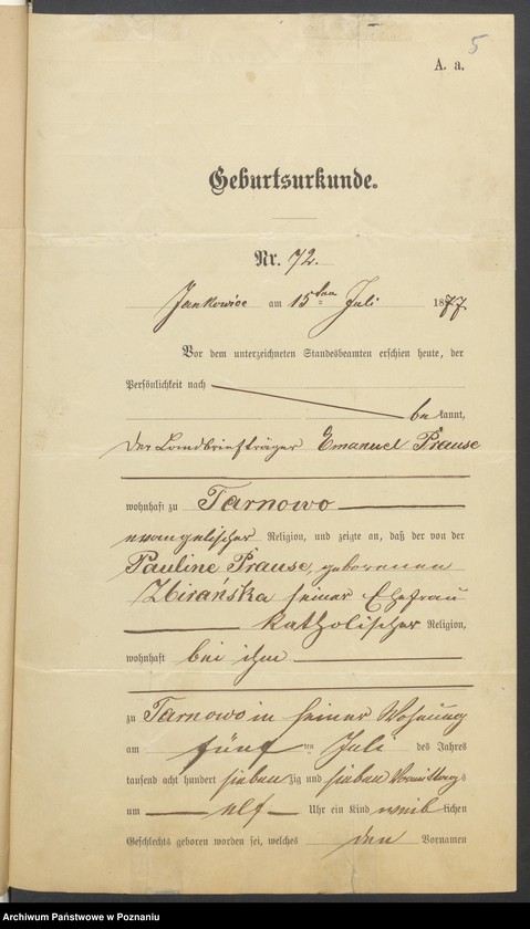 Obraz 7 z jednostki "Die von den Verlobten beigebrachten Urkunden zur Eheschliessung pro 1901. Vol IV"