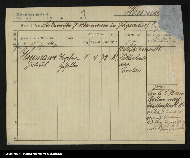 image.from.unit.number "Karty meldunkowe: Herrmann Julianne - Herrmann Wilhelmine"