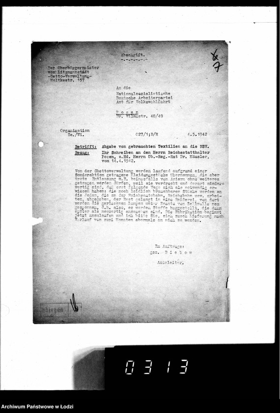 Obraz 11 z jednostki "Kleiderkammer. [Sprawa dostaw dla NSV]"