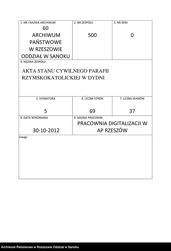 Obraz 1 z jednostki "Księga urodzeń, małżeństw, zgonów w miejscowości Dydnia, Falejówka, Jabłonka, Jabłonica Ruska, Końskie, Krzemienna, Krzywe, Obarzym, Raczkowa, Temeszów, Witryłów, Wydrna"