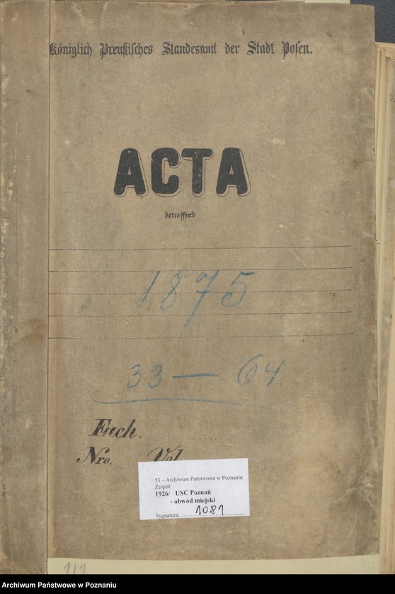 Obraz 2 z jednostki "Die von den Verlobten beigebrachten Urkunden zur Eheschliessung pro 1875"