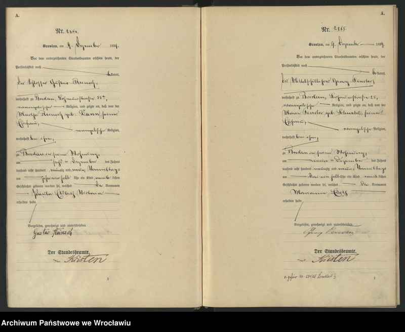 image.from.unit.number "Geburts-Haupt-Register Breslau II 1899 Band 8"