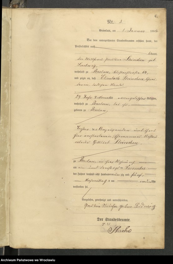 image.from.unit.number "Sterbe-Haupt-Register Breslau II 1896 Band 1"