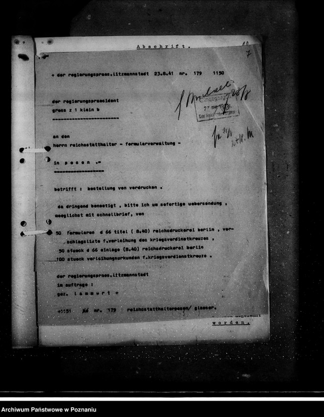 Obraz 11 z jednostki "Kriegsverdienstkreuze- Regierungspräsident Litzmannstadt (Łódź)"