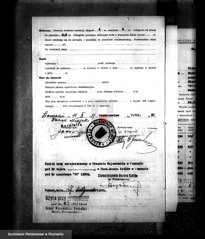 Obraz 12 z jednostki "Zarząd Miejski Szamocin, rzeźnia miejska zatwierdzenie kotła nr fabr.6392, woj. 6835"