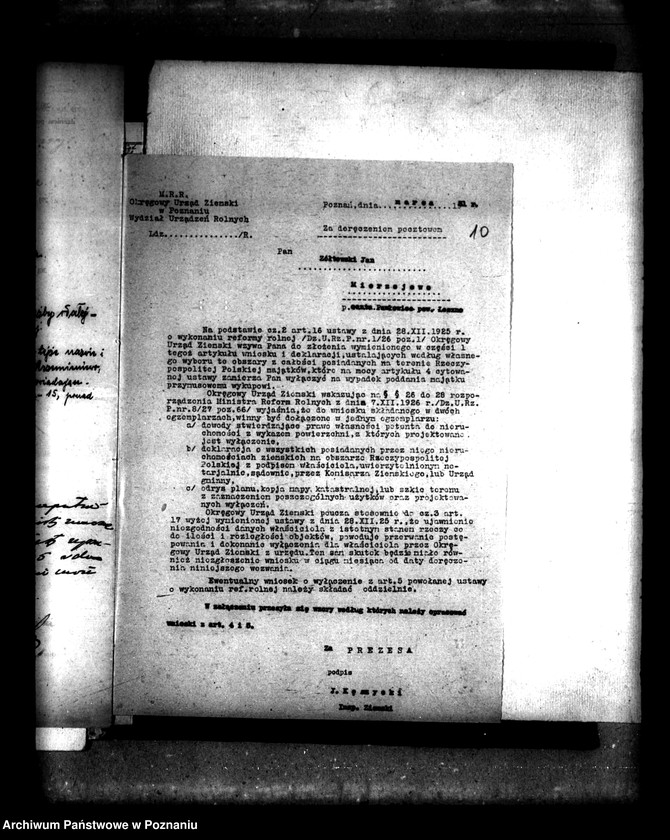 Obraz 14 z jednostki "Majątek Mierzejewo powiatu leszczyńskiego wyłączenie z art. 4/5 ustawy o reformie rolnej Alfred Ziółkowski"