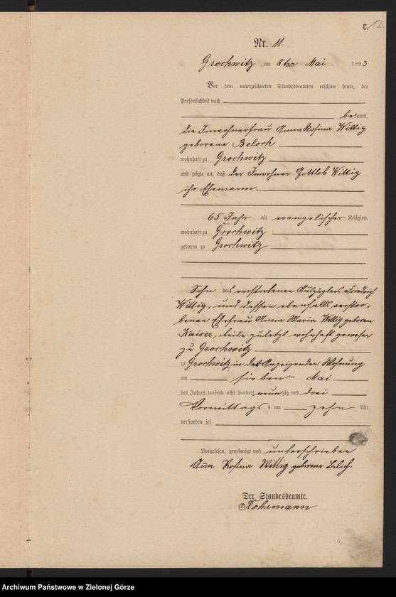 Obraz 14 z jednostki "Sterbe-Haupt-Register"
