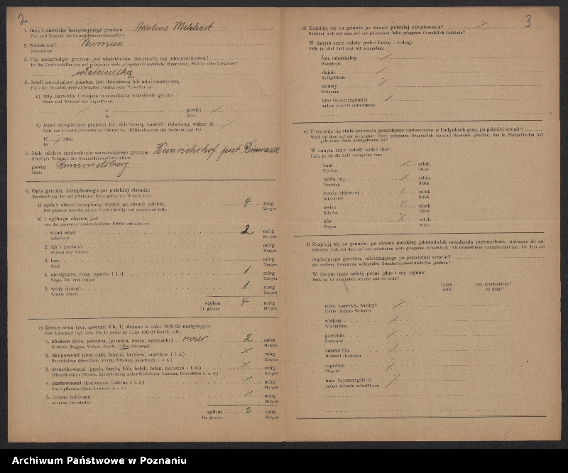 Obraz 4 z jednostki "[Kwestionariusze dotyczące stwierdzenia gruntów znajdujących się po polskiej stronie pogranicza a zarządzanych przez zamieszkałych po stronie niemieckiej] powiat chojnicki"