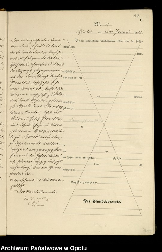 Obraz 20 z jednostki "Urząd Stanu Cywilnego w Opolu 1886 Rejestr zgonów Księga Miejscowa Nr 1 do 300"