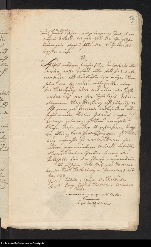 image.from.unit.number "In S. [Sachen] des Lieutenants Wilhelm Samuel Sigismund Boguslav von Lietzen. Den Verkauf seines adeliche Guts Lippau [Lipowo] H. [Haupt] Amts Neidenburg [Nidzica], am den Lieutnant George Gottlieb Wilhelmn von Unruh"