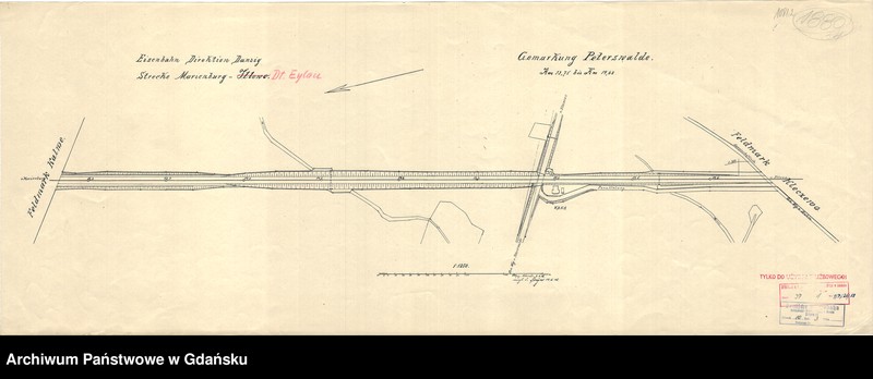 image.from.unit.number "Eisenbahn Direktion Danzig. Strecke Marienburg - Dt. Eylau. Gemarkung Peterswalde. Km 13,75 bis km 14,68"