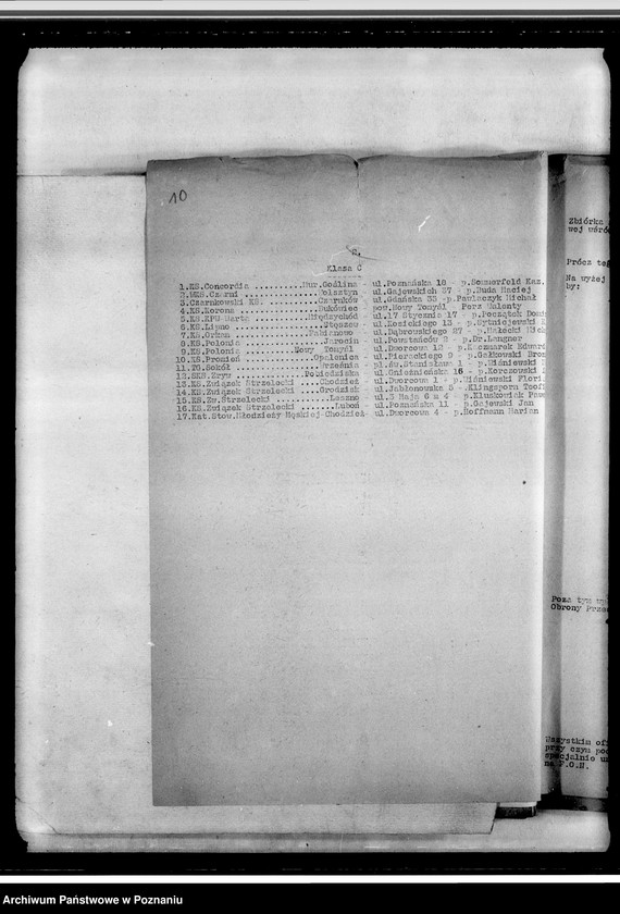 Obraz 13 z jednostki "Korespondencja dotycząca działalności sportowej: adresy towarzystw zrzeszonych w Polskim Okręgowym Związku Piłki Nożnej. Tabela rozgrywek"