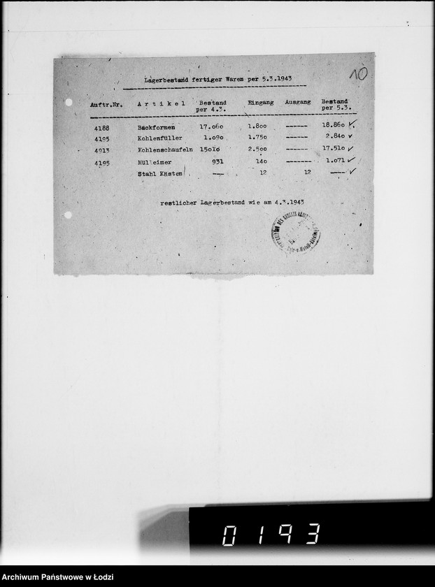 Obraz 14 z jednostki "Lager.Bestandsmeldungen"